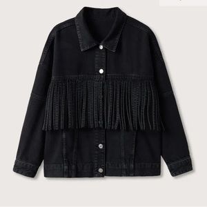 Mango fringed denim jacket